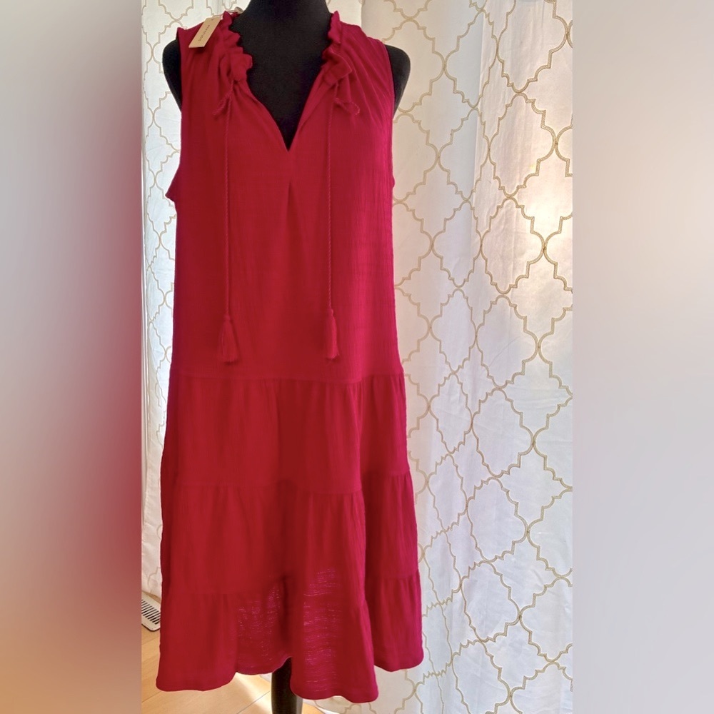 Max Studio Berry Tie Front V-Neck Midi Sundress